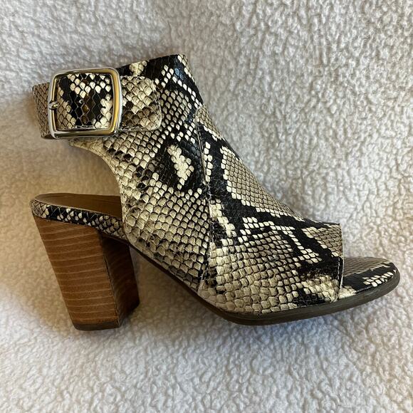 Vionic real snakeskin open toe ankle strap block heels size 6 preowned excellent - Picture 5 of 5